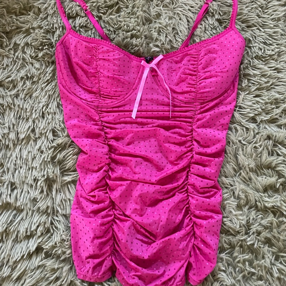 pink vintage victoria secret bustier tank size L